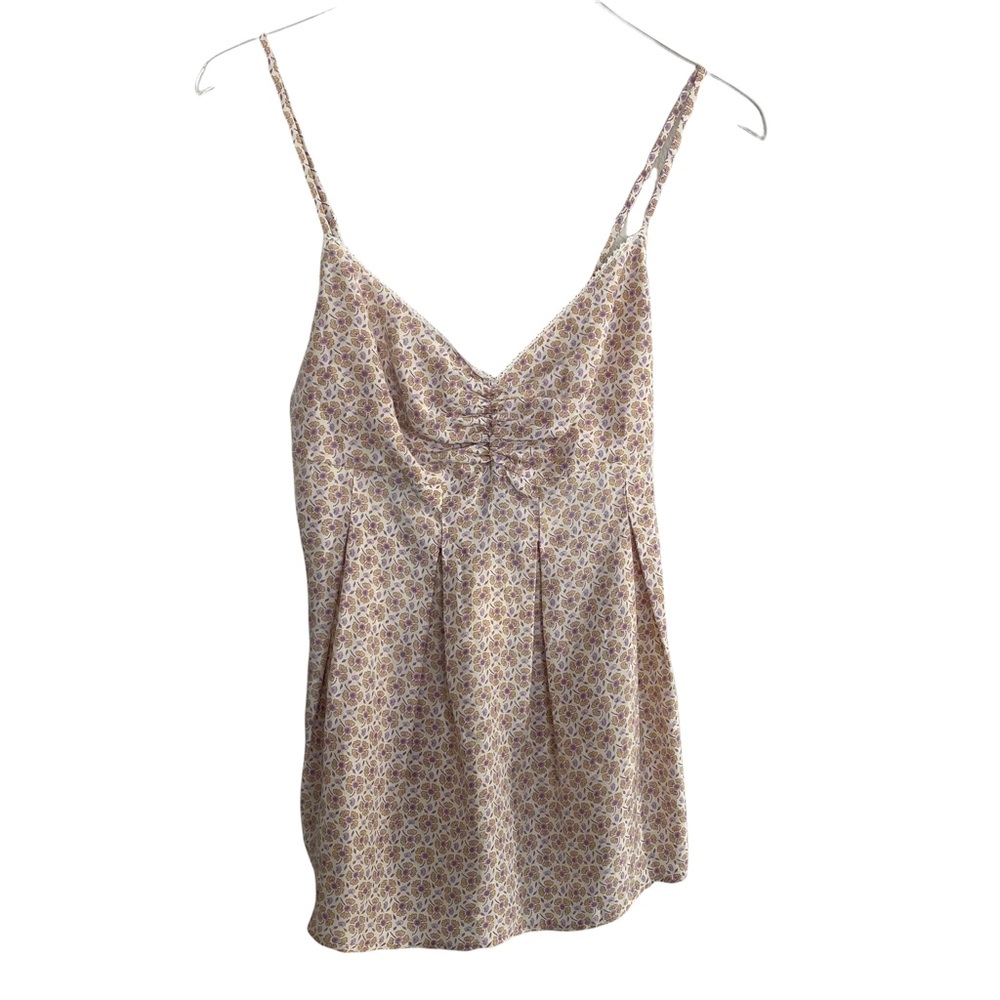 Silk Floral Sleeveless V Neck Blouse Camisole